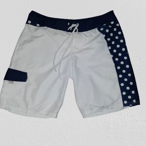 Lilu Tie Blue White Polka-dot Board Shorts